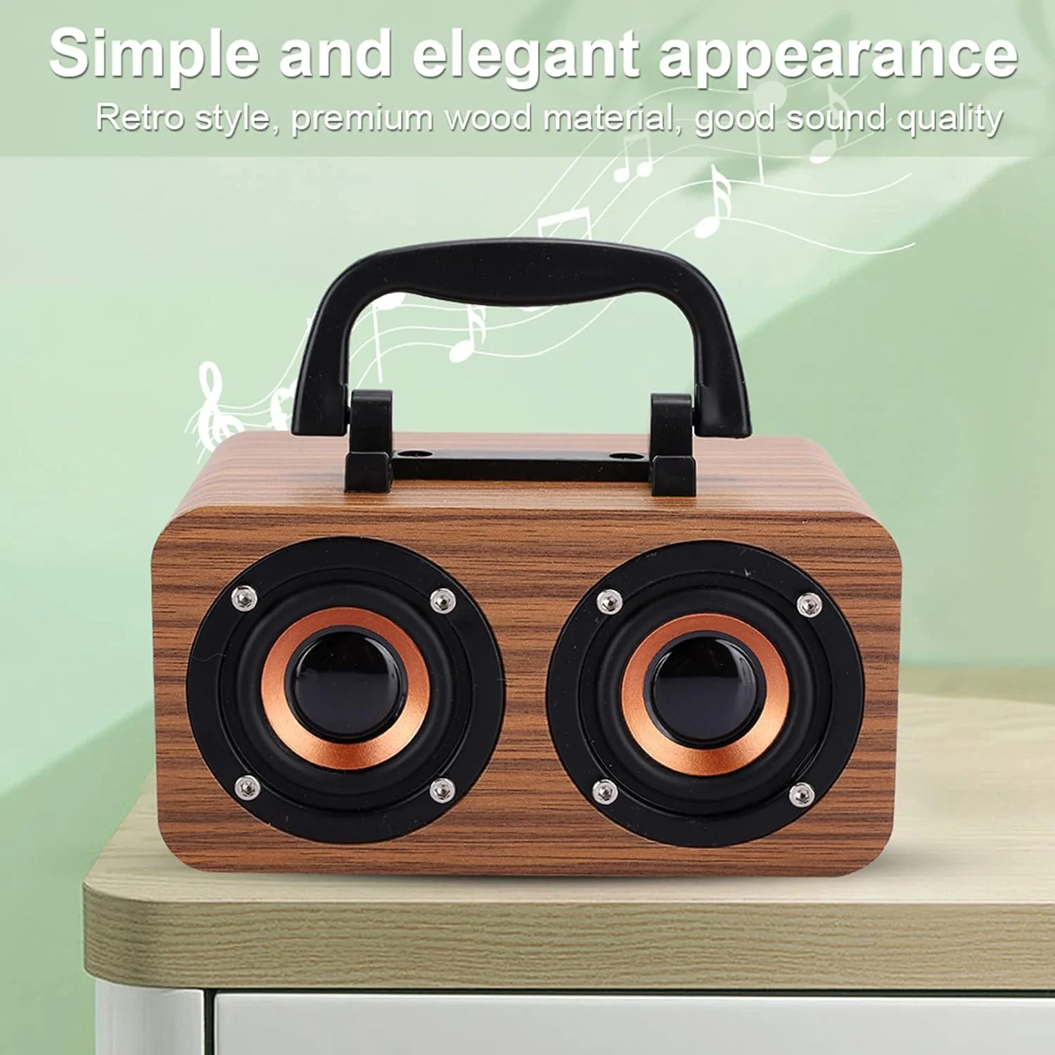 اسپیکر چوبی بی سیم 4.2 XUMIUZIY، اسپیکر رومیزی با حساسیت بالا، اسپیکر موسیقی چند رسانه ای مینی قابل حمل برای تلفن همراه و کامپیوتر (طرح چوب زمین)