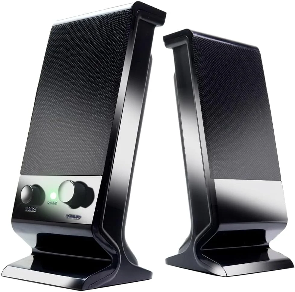 اسپیکر کامپیوتر LEDPTS.jP، اسپیکرهای لپ تاپ جمع و جور و ظریف با کنترل صدا و پلاگین صوتی 3.5 میلی متری، اسپیکر رومیزی با منبع تغذیه USB مناسب برای مانیتور کامپیوتر، تبلت و تلفن همراه (V112) - مشکی