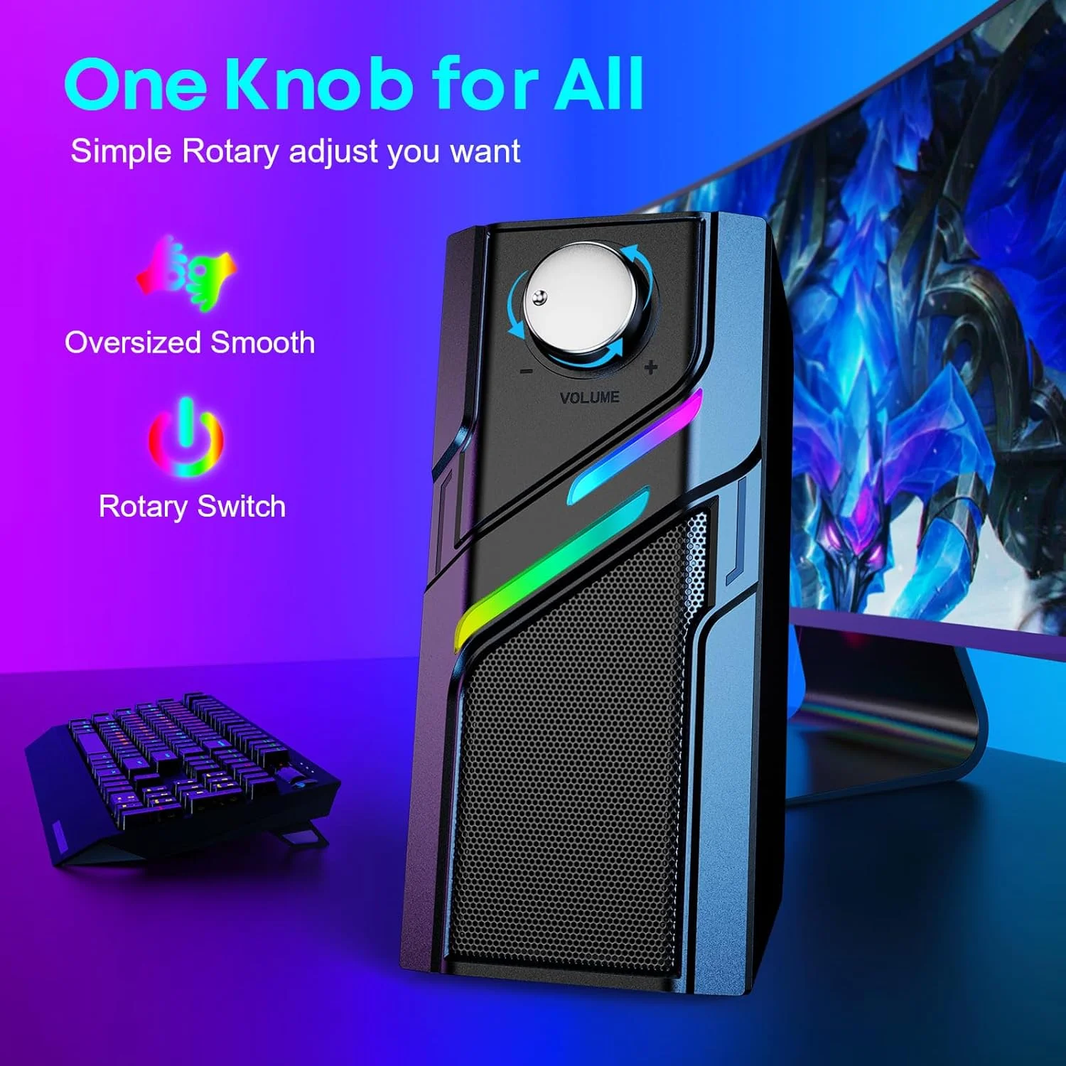 اسپیکر کامپیوتر LENRUE برای کامپیوتر رومیزی با چراغ های دکمه ای اسپیکر کامپیوتر LENRUE برای کامپیوتر رومیزی با چراغ های دکمه ای