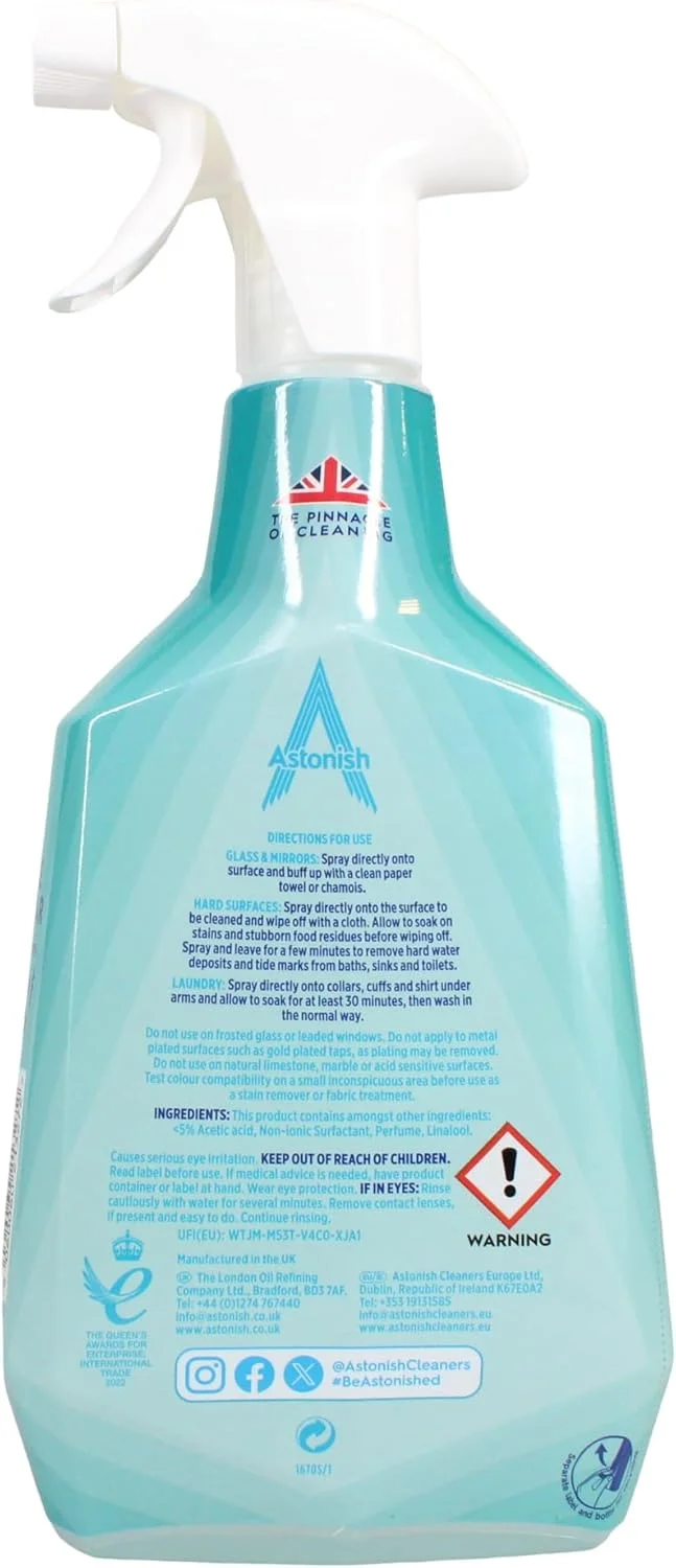 اسپری تمیز کننده چند منظوره استونیش با سرکه سفید، تمیز کننده قوی برای سطوح، رایحه گاردنیا و وانیل، 750 میلی لیتر
