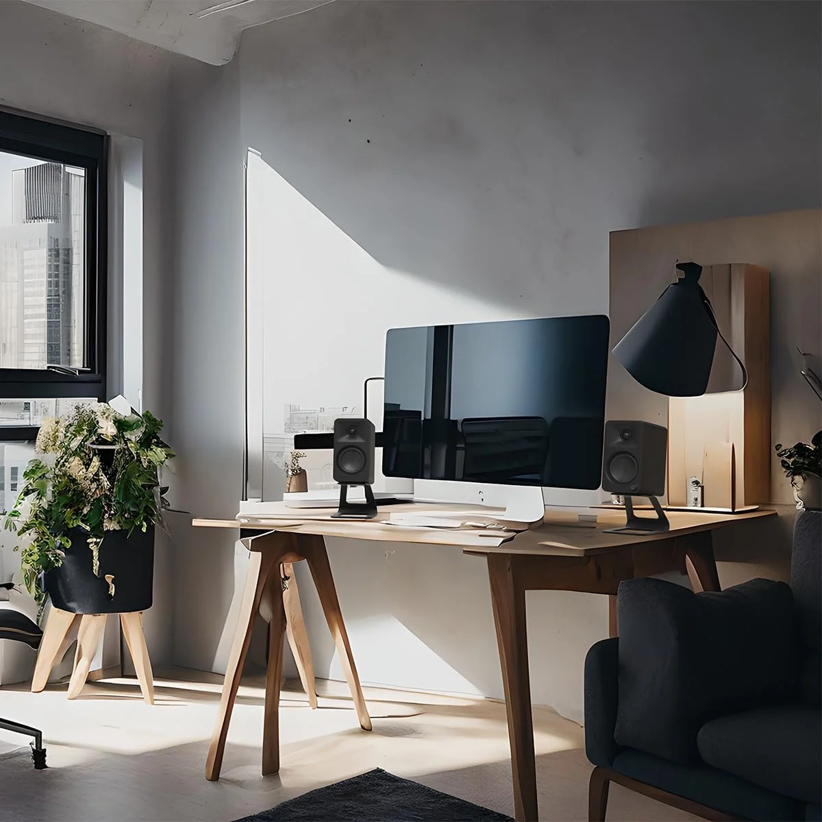 اسپیکرهای رومیزی کامپیوتر Kanto ORA با توان 100 وات، بلوتوث 5.0 و ورودی USB-C | دو-تقویت کننده | کراس اوور اتوماتیک 100 هرتز | صدای با کیفیت مرجع | جفت | مشکی