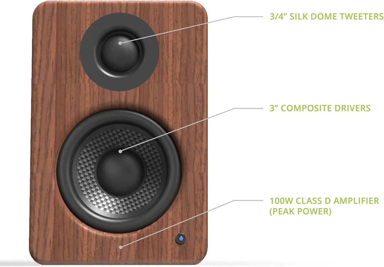 اسپیکرهای رومیزی فعال Kanto YU2WALNUT - 100 وات - آمپلی فایر (گردویی)