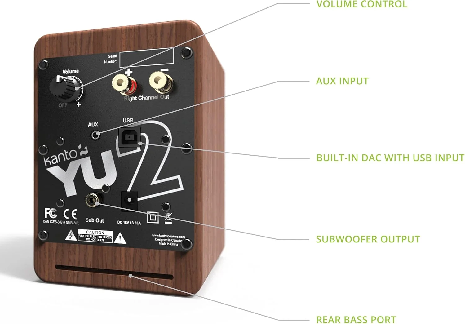 اسپیکرهای رومیزی فعال Kanto YU2WALNUT - 100 وات - آمپلی فایر (گردویی)