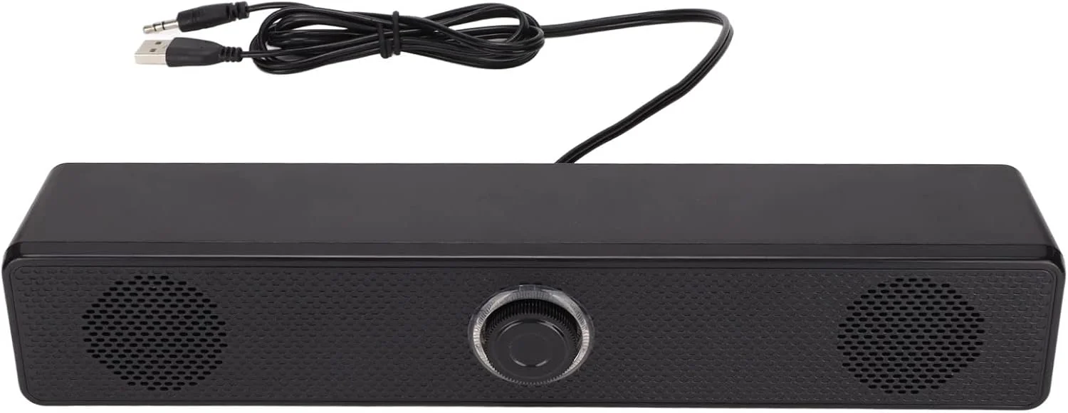 اسپیکر کامپیوتر E 350TS، اسپیکر رومیزی سیمی با ورودی 3.5 میلی متری، ساندبار کامپیوتر با تغذیه USB و کنترل صدا برای کامپیوتر، رایانه شخصی، لپ تاپ، تبلت