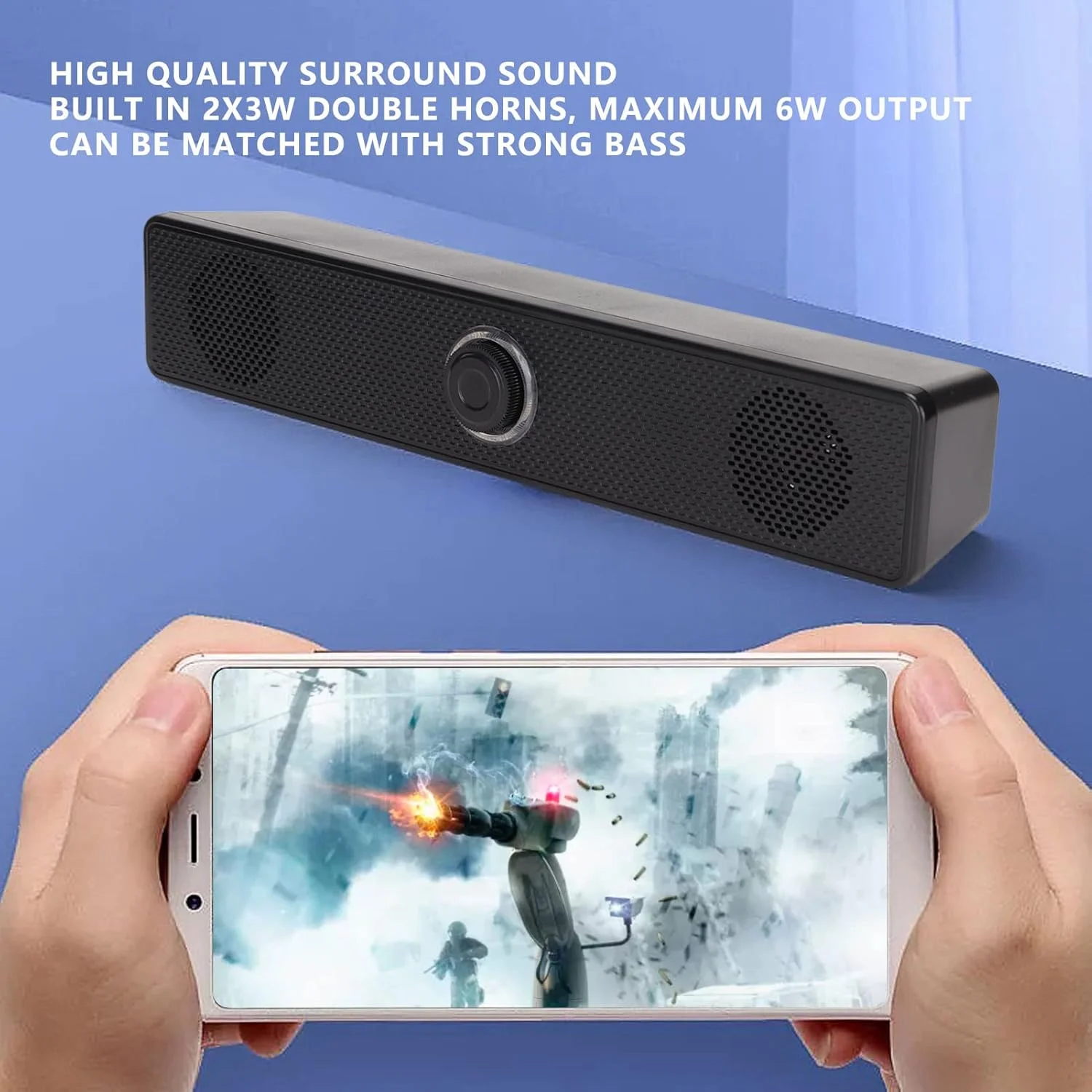 اسپیکر کامپیوتر E 350TS، اسپیکر رومیزی سیمی با ورودی 3.5 میلی متری، ساندبار کامپیوتر با تغذیه USB و کنترل صدا برای کامپیوتر، رایانه شخصی، لپ تاپ، تبلت