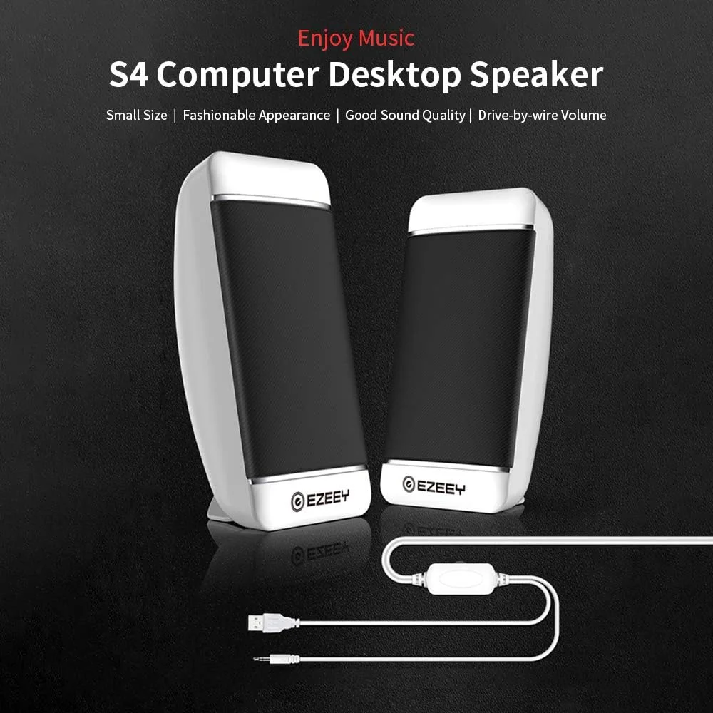 اسپیکر رومیزی کوچک دوسلف مدل S4، اسپیکر قابل حمل ساب ووفر دار سیم دار USB برای موبایل، لپ تاپ، کامپیوتر، مشکی