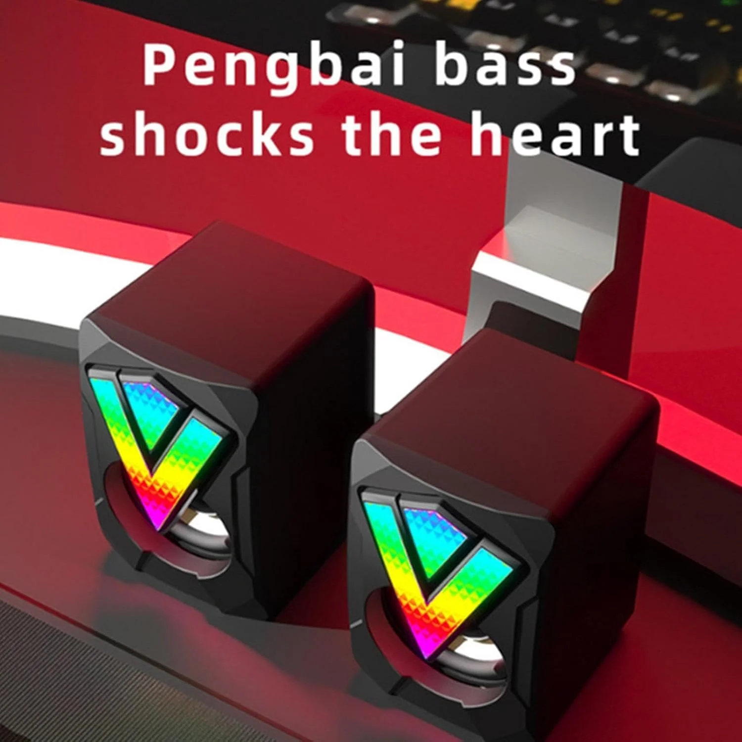 اسپیکرهای رومیزی RGB، اسپیکر رومیزی برای مانیتور بازی - اسپیکرهای سیمی چند رسانه ای USB با نورپردازی برای کامپیوتر، لپ تاپ، میز کار، منزل