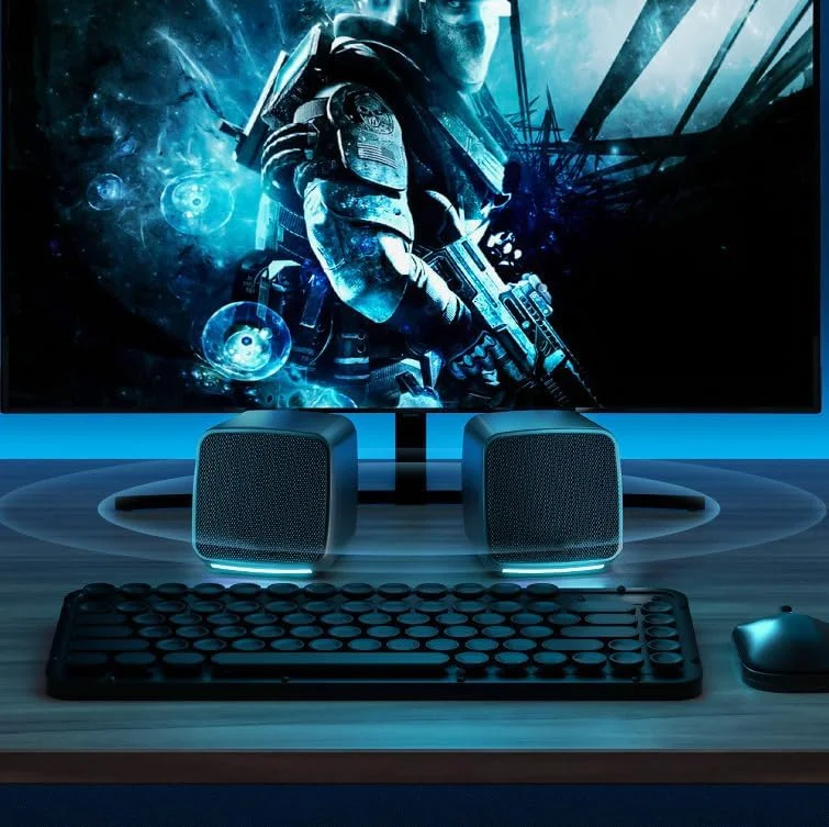 اسپیکر کامپیوتر جمع و جور INGONEON برای کامپیوتر رومیزی با جک 3.5 میلی متری برای کامپیوتر، لپ تاپ و تبلت