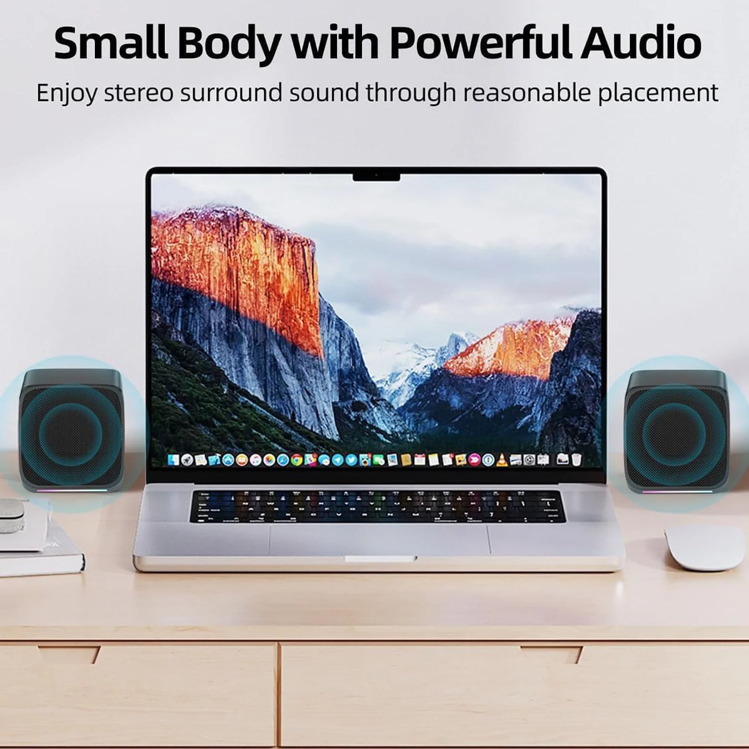 اسپیکر کامپیوتر جمع و جور INGONEON برای کامپیوتر رومیزی با جک 3.5 میلی متری برای کامپیوتر، لپ تاپ و تبلت