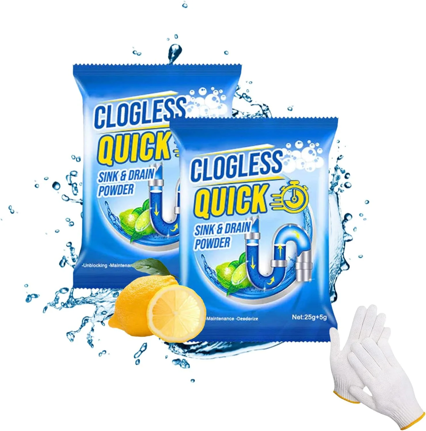 پودر رفع گرفتگی سریع سینک و لوله (2 عدد) پودر رفع گرفتگی سریع سینک و لوله (2 عدد)
