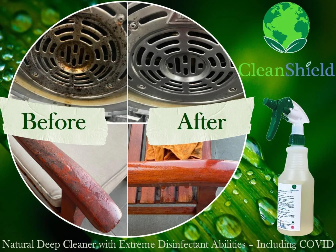 محلول پاک کننده و ضدعفونی کننده طبیعی 2 در 1 CleanShield، 100% طبیعی، بر پایه میوه/گیاه و دارای مواد قابل تجزیه زیستی تایید شده توسط FDA (5 لیتر) محلول پاک کننده و ضدعفونی کننده طبیعی 2 در 1 CleanShield، 100% طبیعی، بر پایه میوه/گیاه و دارای مواد قابل تجزیه زیستی تایید شده توسط FDA (5 لیتر)