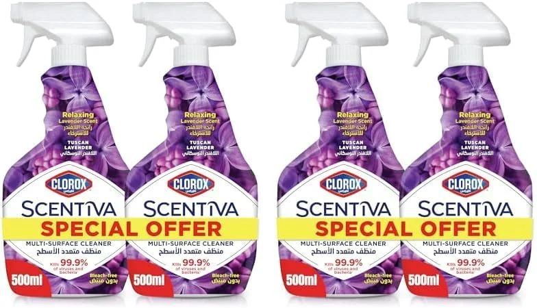 اسپری تمیز کننده چند منظوره کلروکس سنتيوا 500 میلی لیتر، بسته دوتایی، اسطوخودوس توسکانی، از بین برنده 99.9 درصد ویروس ها و باکتری ها (بسته 2 عددی)