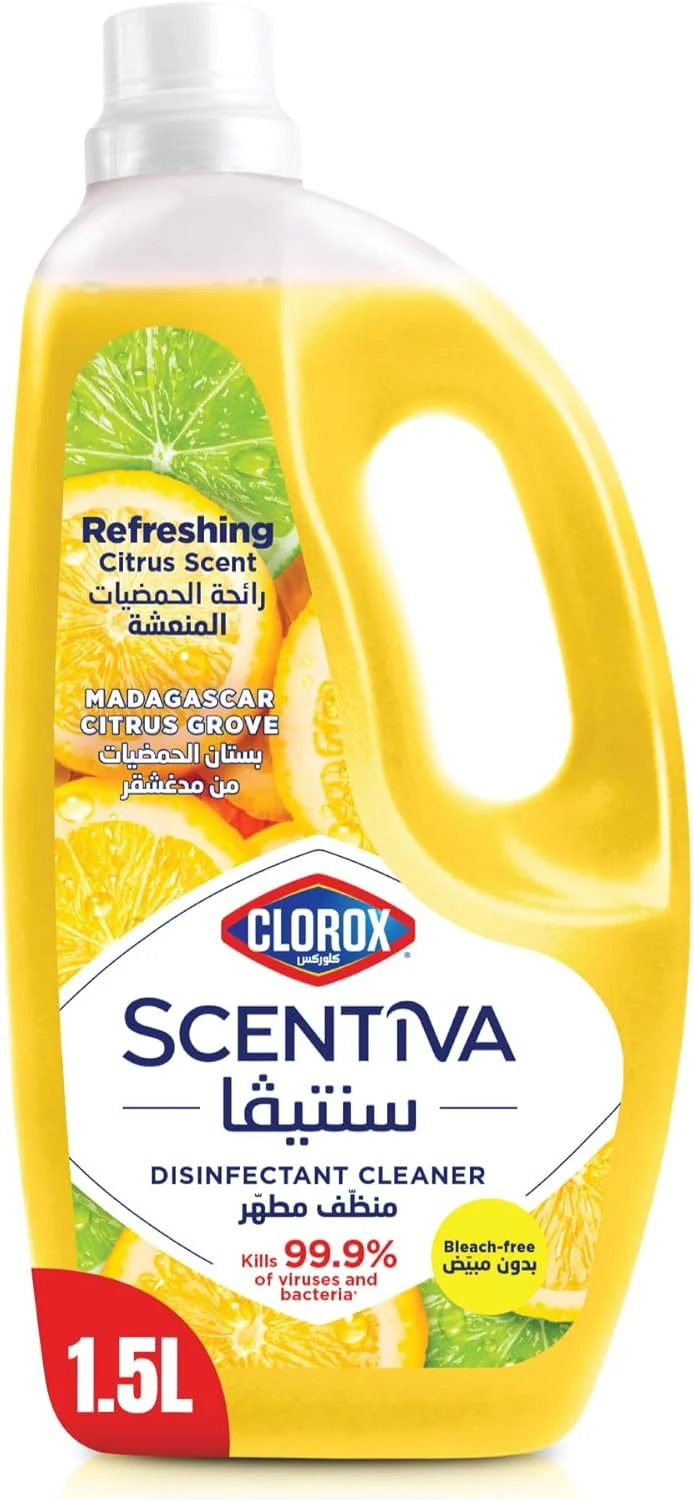 مایع ضدعفونی کننده کف کلروکس سنتيوا 1.5 لیتری، رایحه مرکبات ماداگاسکار، از بین برنده 99.9% ویروس ها و باکتری ها، بدون سفید کننده
