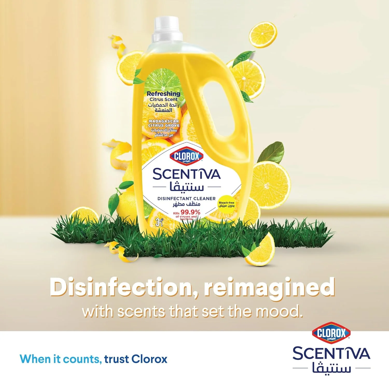 مایع ضدعفونی کننده کف کلروکس سنتيوا با رایحه مرکبات ماداگاسکار، 3 لیتر، بسته دوتایی، بدون سفید کننده مایع ضدعفونی کننده کف کلروکس سنتيوا با رایحه مرکبات ماداگاسکار، 3 لیتر، بسته دوتایی، بدون سفید کننده