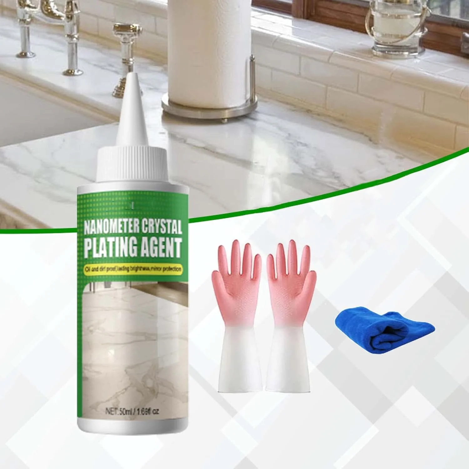 ماده نانو کریستال برای روکش سنگ، ماده نانو کریستال برای روکش مرمر، ماده نانومتر کریستال، ماده نانو کریستال برای کاشی آشپزخانه و مبلمان (1 عدد 160 میلی لیتر)