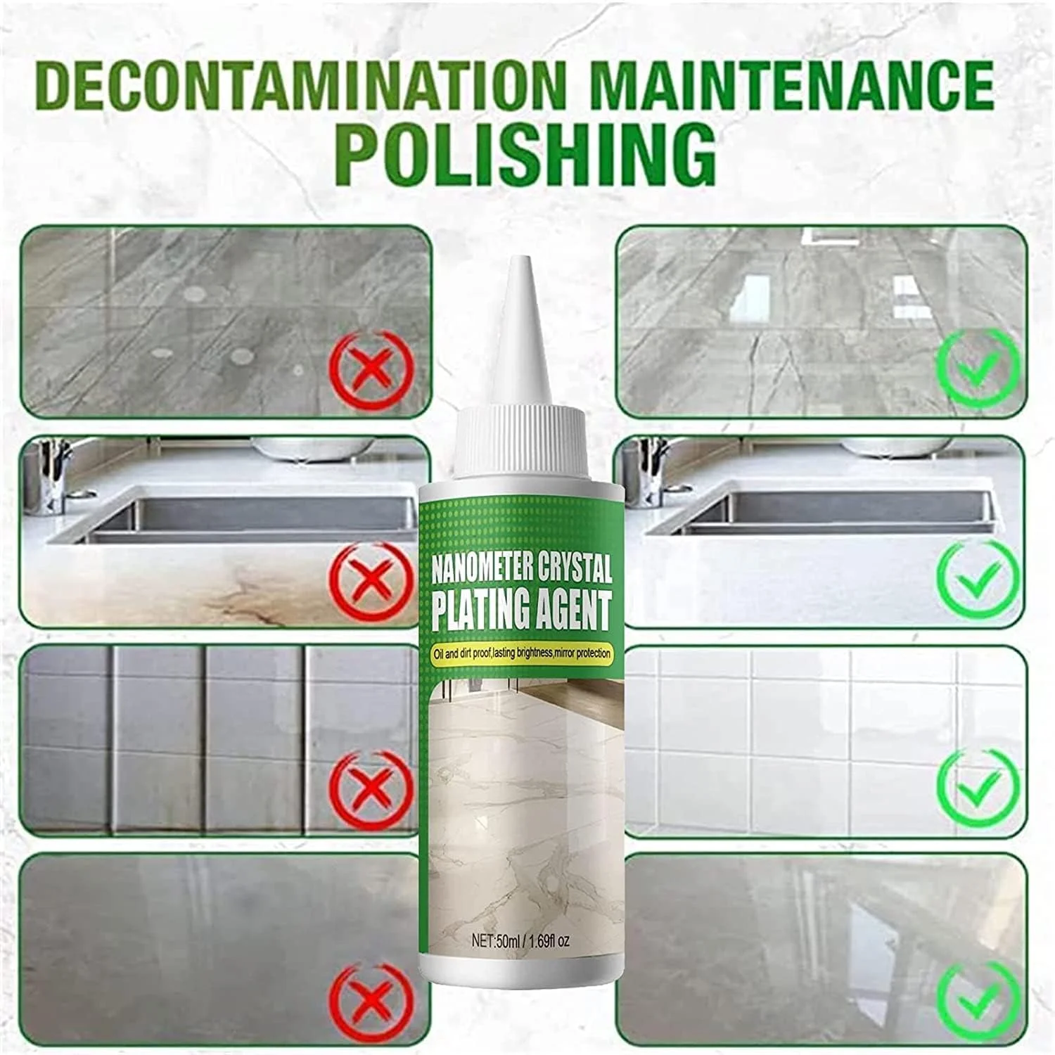 ماده نانو کریستال برای روکش سنگ، ماده نانو کریستال برای آبکاری، پوشش نانو کریستال سنگ، ماده نانو کریستال برای روکش مرمر مناسب آشپزخانه (160 میلی لیتر، 2 عدد)