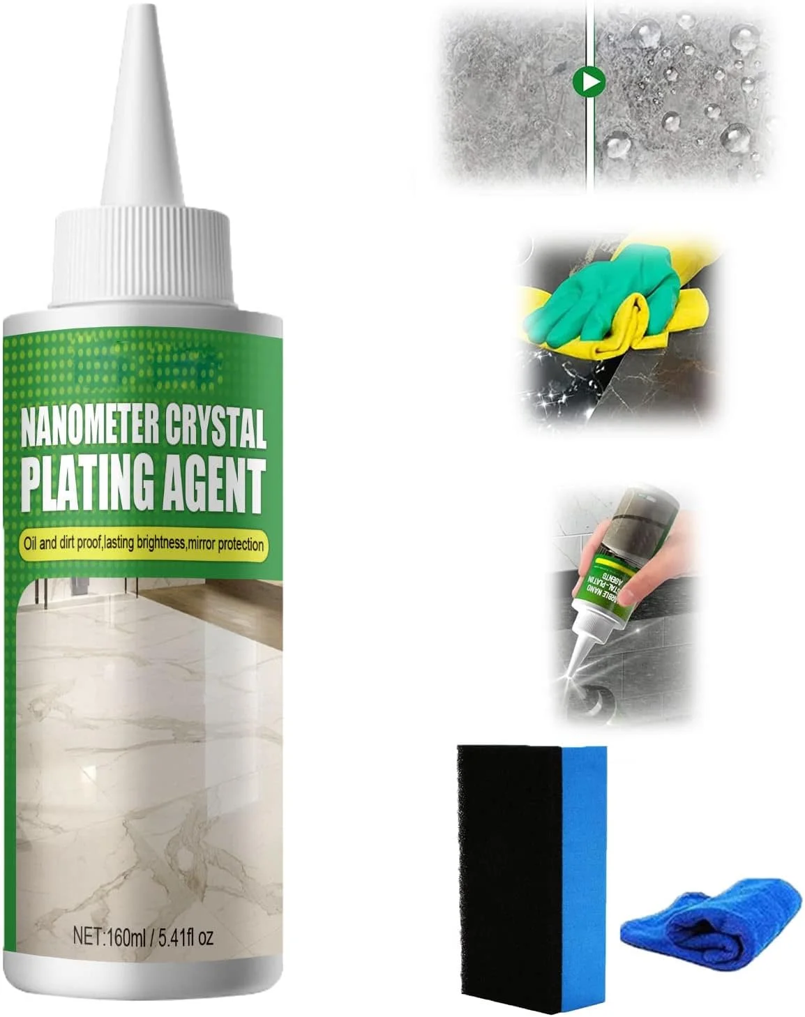 ماده نانو کریستال برای روکش سنگ، ماده نانو کریستال پوشش دهنده، پوشش نانو کریستال سنگ، ماده نانو کریستال برای روکش مرمر مناسب آشپزخانه (160 میلی لیتر، 1 عدد)