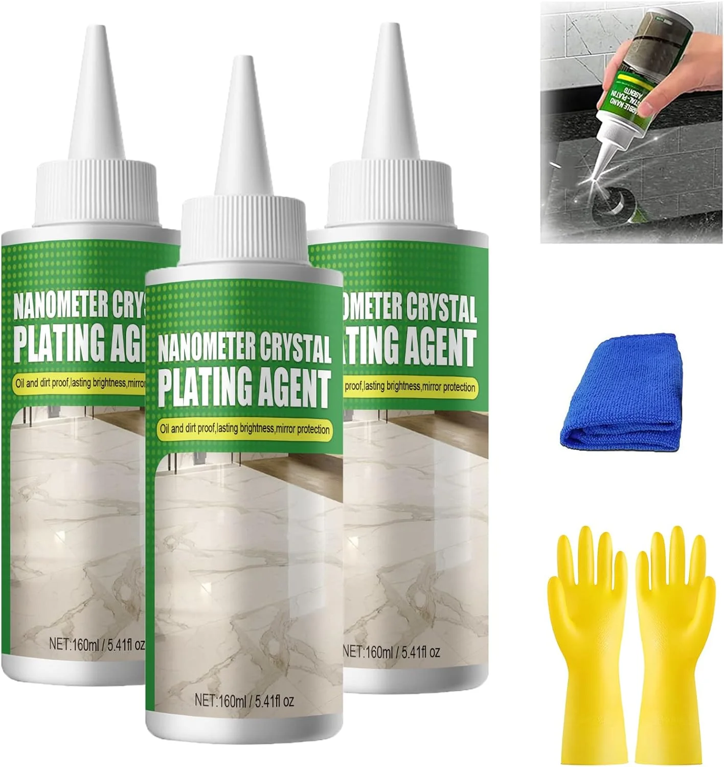 ماده جدید نانو کریستال پوشش دهنده سنگ 2024، ماده نانو کریستال پوشش دهنده مرمر، پوشش نانوکریستال های سنگ، ماده کریستال پوشش دهنده سنگ، ماده نانو کریستال پوشش دهنده برای آشپزخانه خانگی (3 عدد - 160 میلی لیتر)