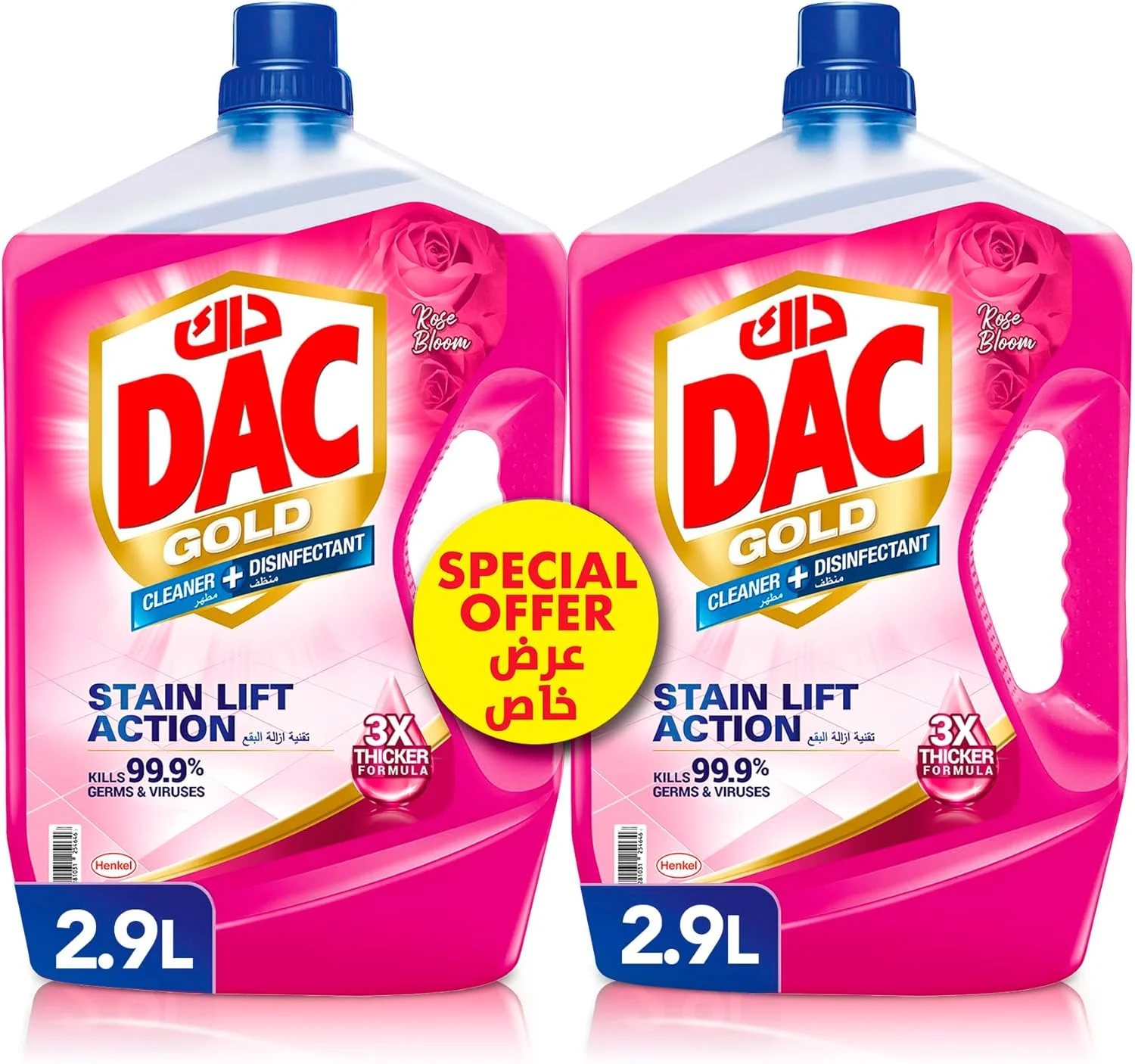 مایع ضدعفونی کننده چند منظوره طلایی داک - رایحه رز (2.9 لیتر x 2 - بسته دوتایی)