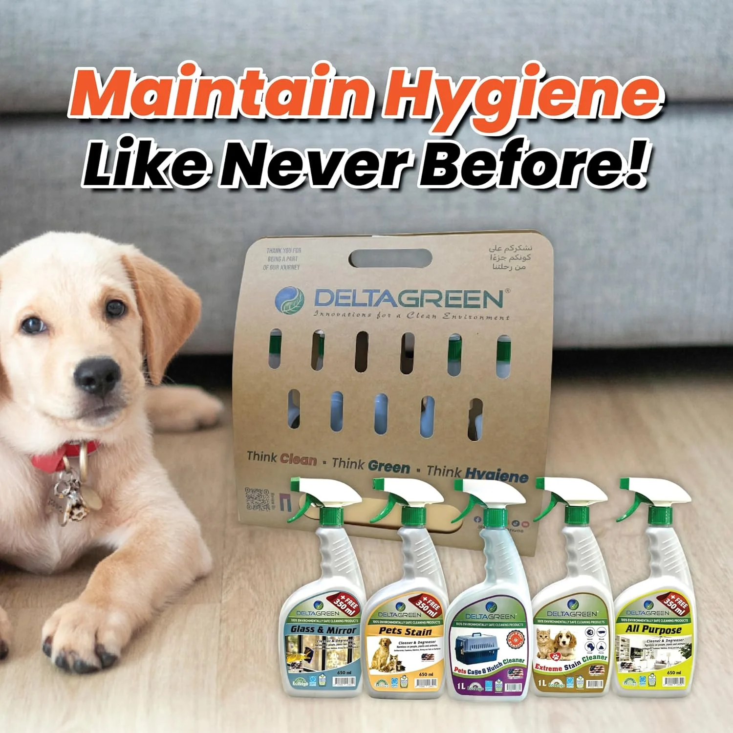 مجموعه مراقبت از حیوانات خانگی دلتاگرین – 5 لیتر (بسته 5 عددی) – محلول های تمیز کننده سازگار با محیط زیست، تجزیه پذیر و ایمن برای حیوانات خانگی | از بین برنده لکه های ناشی از حیوانات خانگی | بسته اقتصادی