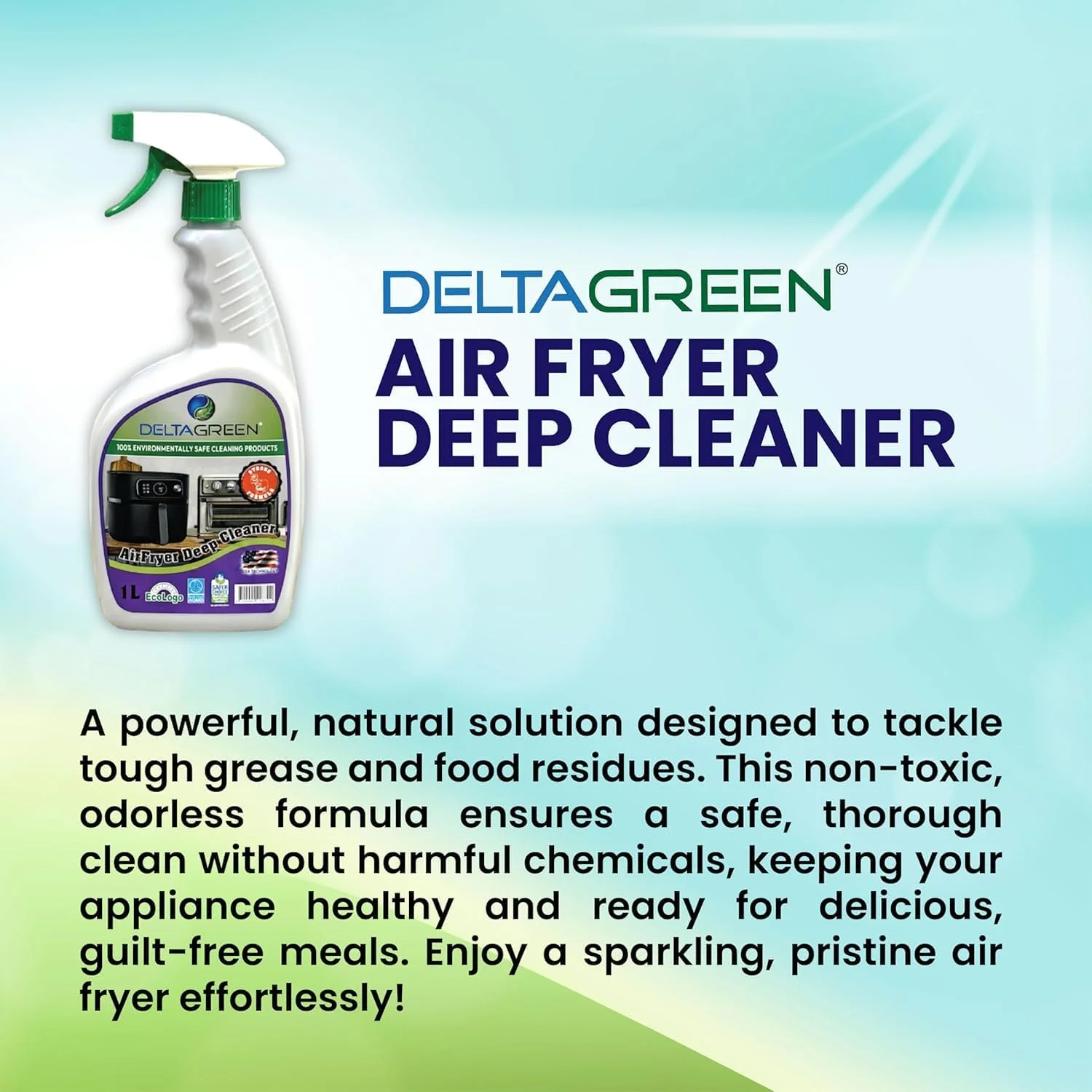 مجموعه لوازم ضروری دلتاگرین برای لوازم خانگی - 5 لیتر (بسته 5 عددی) - محلول های کیت تمیز کننده سازگار با محیط زیست برای سرخ کن هوا، دستگاه قهوه ساز، جاروبرقی ربات، هود و فر، و استفاده چند منظوره | بسته اقتصادی