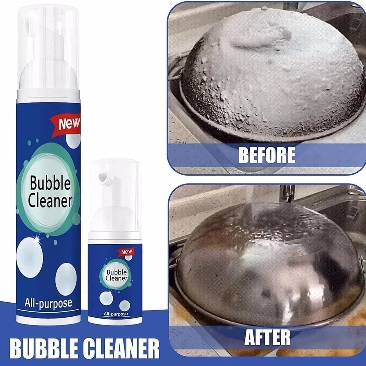 اسپری پاک کننده حباب ساز Nuvilux، اسپری پاک کننده چربی زدای جادویی Nuvilux، اسپری تمیز کننده حباب چند منظوره برای آشپزخانه، پاک کننده روغن سنگین فومینگ، اسپری تمیز کننده بدون نیاز به آبکشی همه منظوره، 100 میلی لیتر (2 عدد)