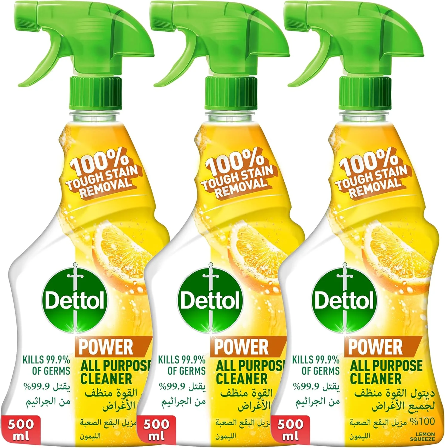 اسپری پاک کننده چند منظوره دتول با رایحه لیمو، 500 میلی لیتر، بسته 3 عددی