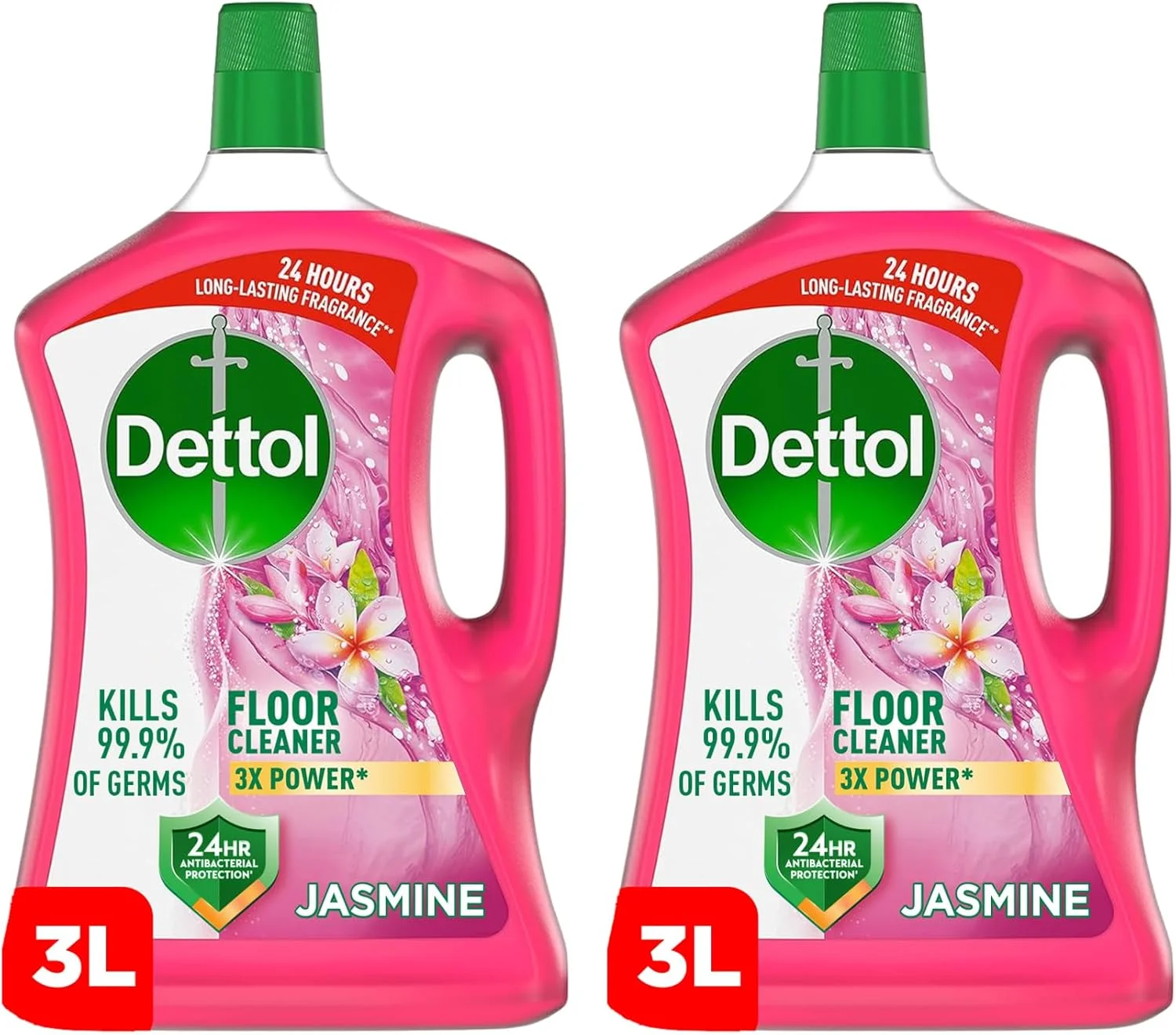 مایع تمیز کننده کف ضد باکتری دتول (از بین برنده 99.9% میکروب ها)، با رایحه یاس، قابل استفاده با جاروبرقی برای کف های تمیزتر و براق تر، 3 لیتر (بسته 2 عددی)