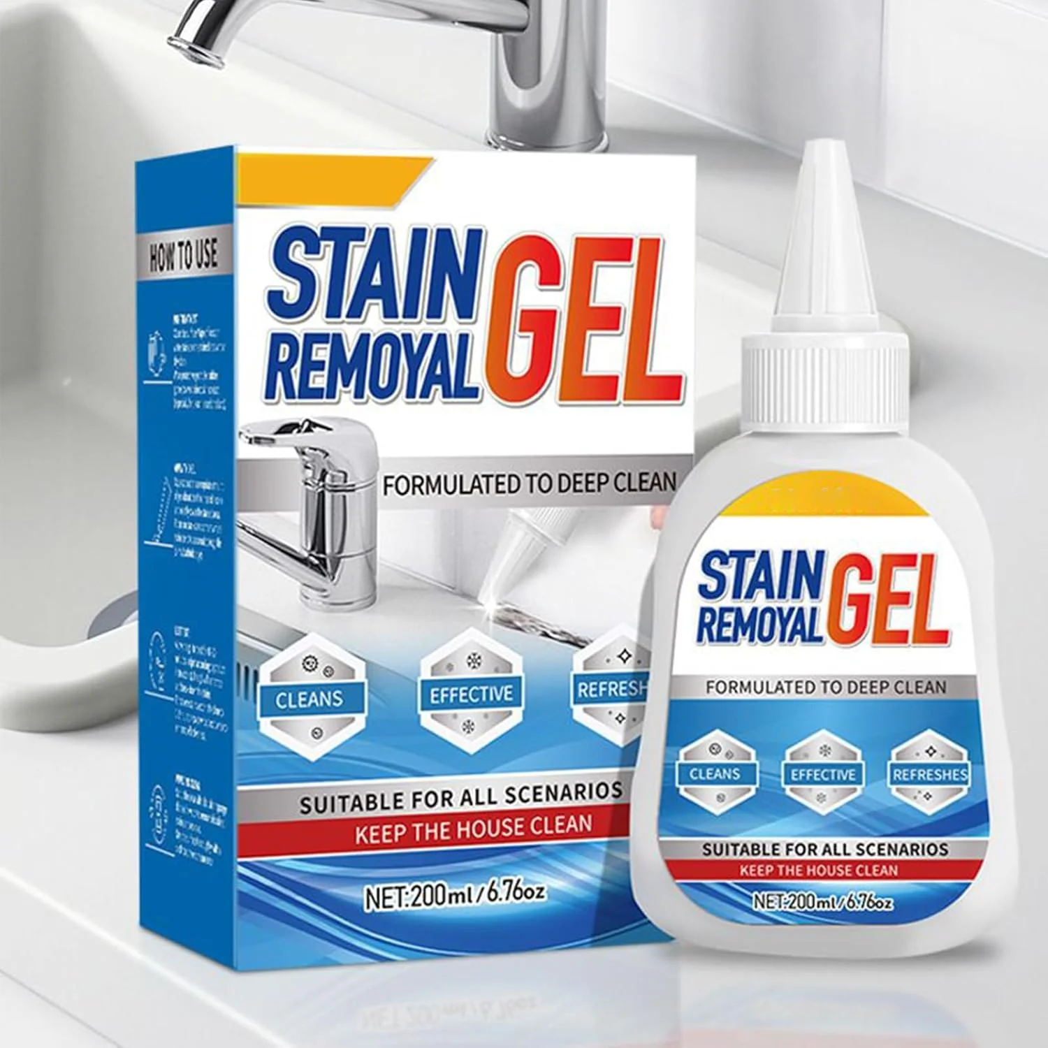 مایع تمیز کننده - تمیز کننده دوش 200 میلی لیتر - ژل تمیز کننده برای روغن، سینک، اتاق لباسشویی، دیوار، آشپزخانه، حمام، ماشین لباسشویی، لکه، خانه