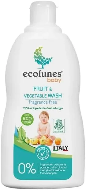 اکولونز - تمیز کننده اسباب بازی و سطوح کودک به همراه مایع شستشوی میوه و سبزیجات کودک - بدون عطر