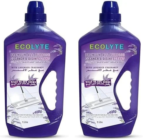 مایع ضدعفونی کننده اکولایت پلاس، پاک کننده چند منظوره اکولایت پریمیوم، مناسب برای بیمارستان، منزل، اداره و مصارف تجاری، برای از بین بردن کثیفی، لکه و میکروب، تمیز کننده سطوح (اسطوخودوس، 1 لیتر)