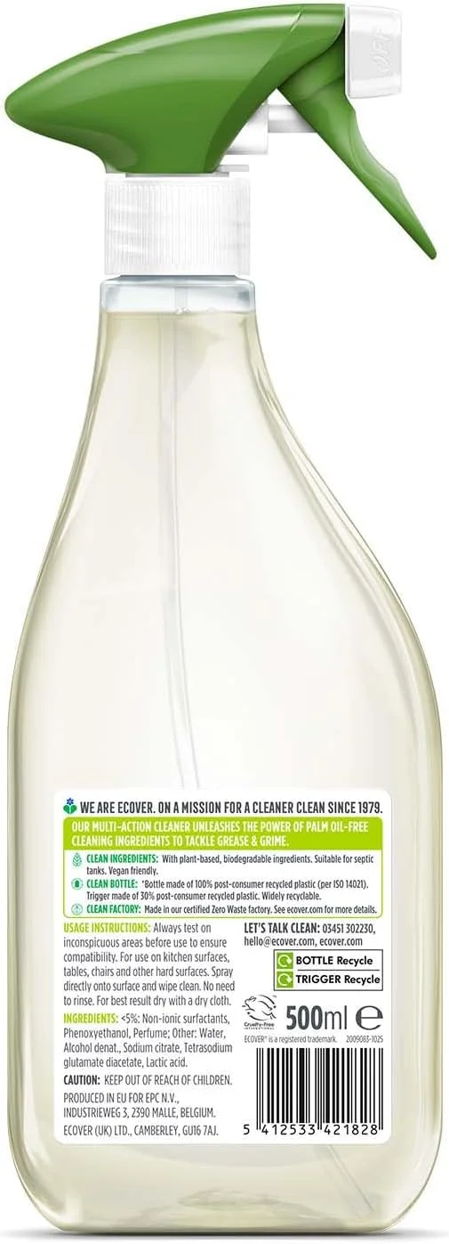 اسپری پاک کننده چند منظوره سطوح اکوور با رایحه علف لیمو و پرتقال 500 میلی لیتر