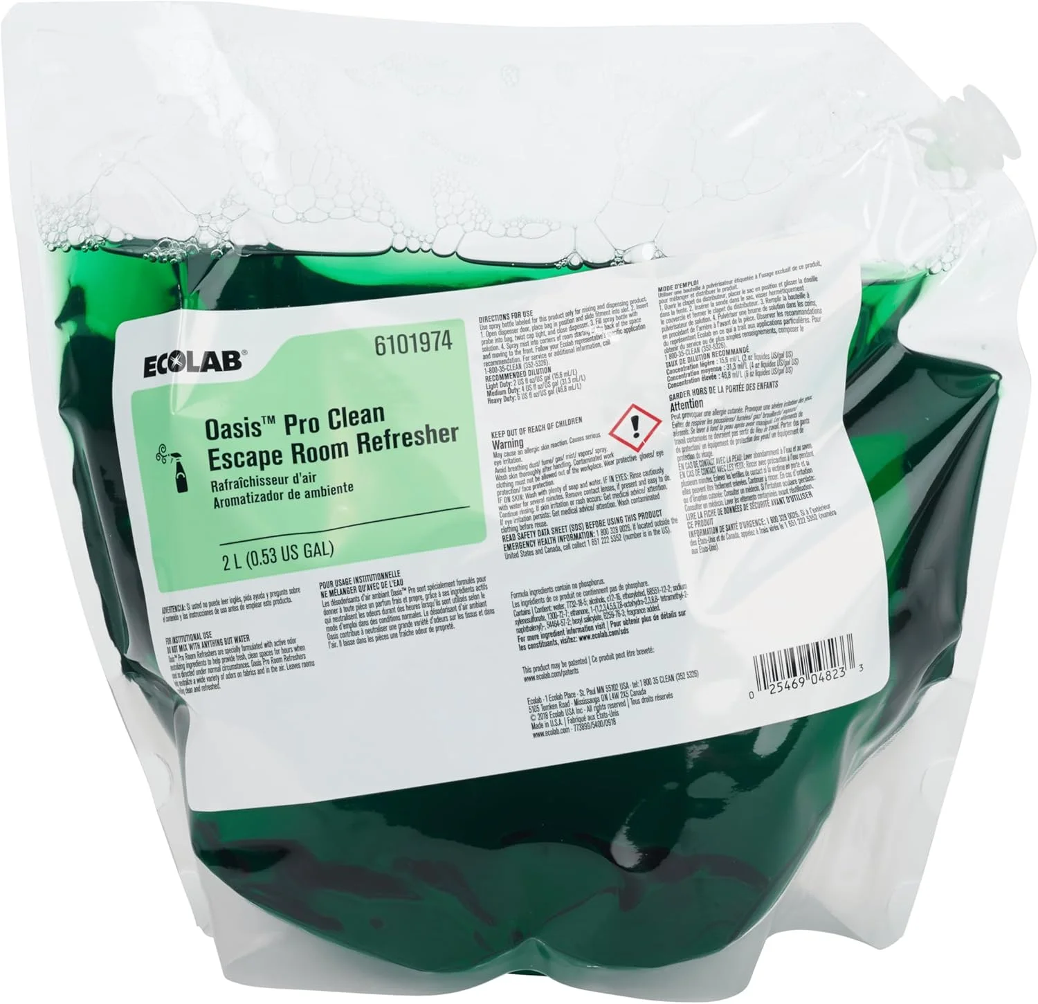 ECOLAB 6100831 Oasis Pro CLEAN ESCAPE خوشبو کننده هوا - یک عدد کیسه/محفظه دو لیتری در هر سفارش