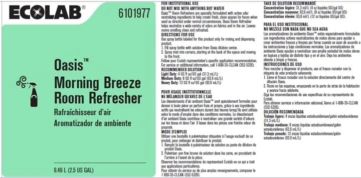 ECOLAB 6100831 Oasis Pro CLEAN ESCAPE خوشبو کننده هوا - یک عدد کیسه/محفظه دو لیتری در هر سفارش