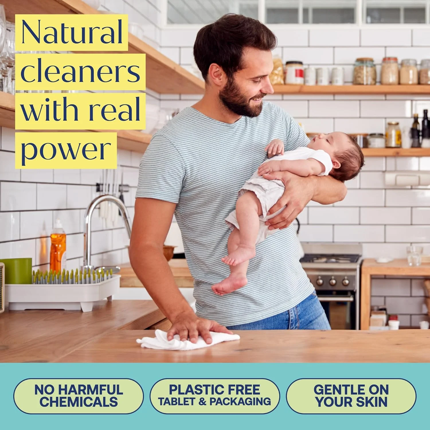 قرص های پر کننده تمیز کننده چند منظوره و حمام Fab Tab - محصولات تمیز کننده طبیعی - قرص های تمیز کننده همه منظوره - گیاهی - بدون مواد شیمیایی خشن - 8 عدد بطری 500 میلی لیتری (بطری ها شامل نمی شوند)