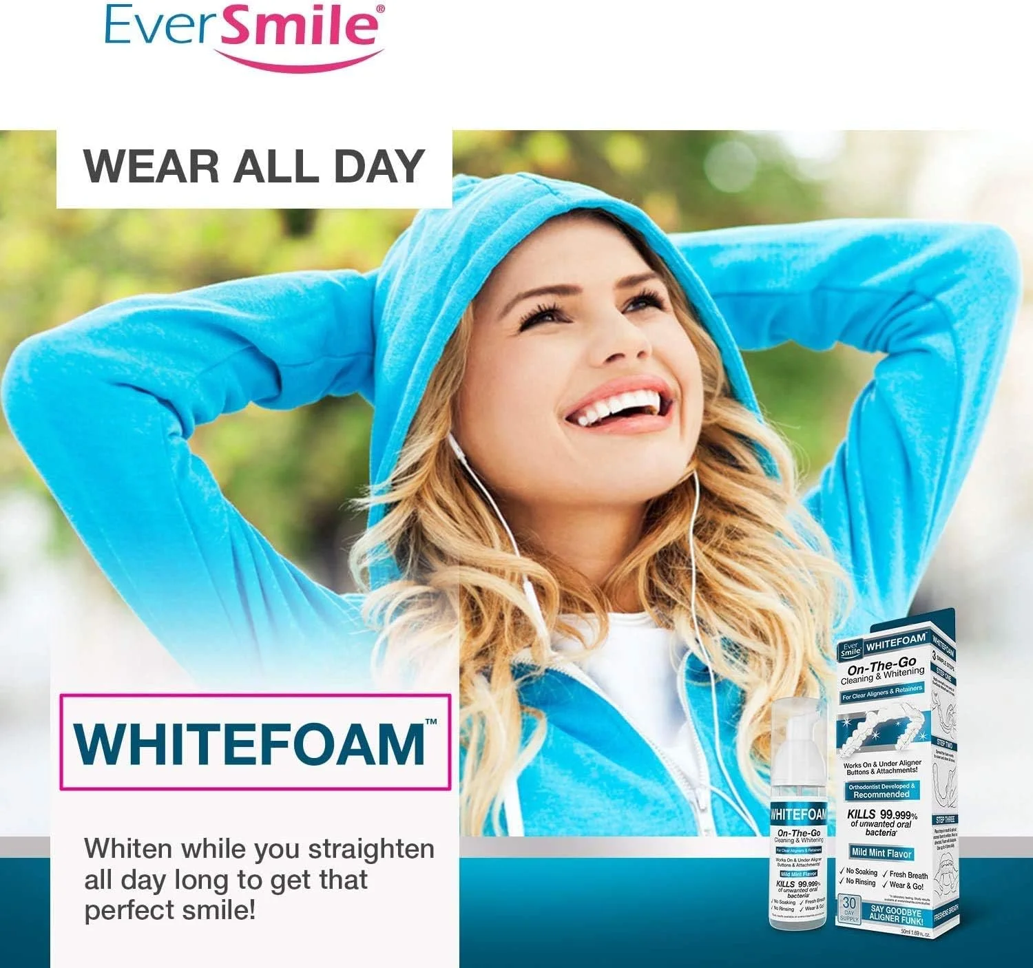 فوم پاک کننده فوری EverSmile WhiteFoam | پاک کننده الاینرها و نگهدارنده های شفاف (50 میلی لیتر)