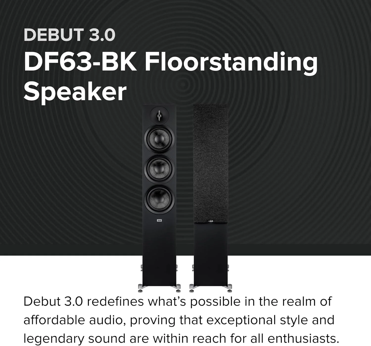 اسپیکر ایستاده Elac Debut 3.0 DF63-BK - مشکی (تکی) - تیوتر آلومینیومی 1 اینچی، میان رده فیبر آرامید 6.5 اینچی و ووفر دوگانه فیبر اسپیکر ایستاده Elac Debut 3.0 DF63-BK - مشکی (تکی) - تیوتر آلومینیومی 1 اینچی، میان رده فیبر آرامید 6.5 اینچی و ووفر دوگانه فیبر