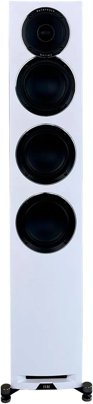 بلندگوی ایستاده سه طرفه 5-1/4 اینچی ELAC Uni-Fi Reference، بلندگوی برج بلوطی یا گردویی برای سینمای خانگی و سیستم استریو، بافل سفید با کناره های بلوطی
