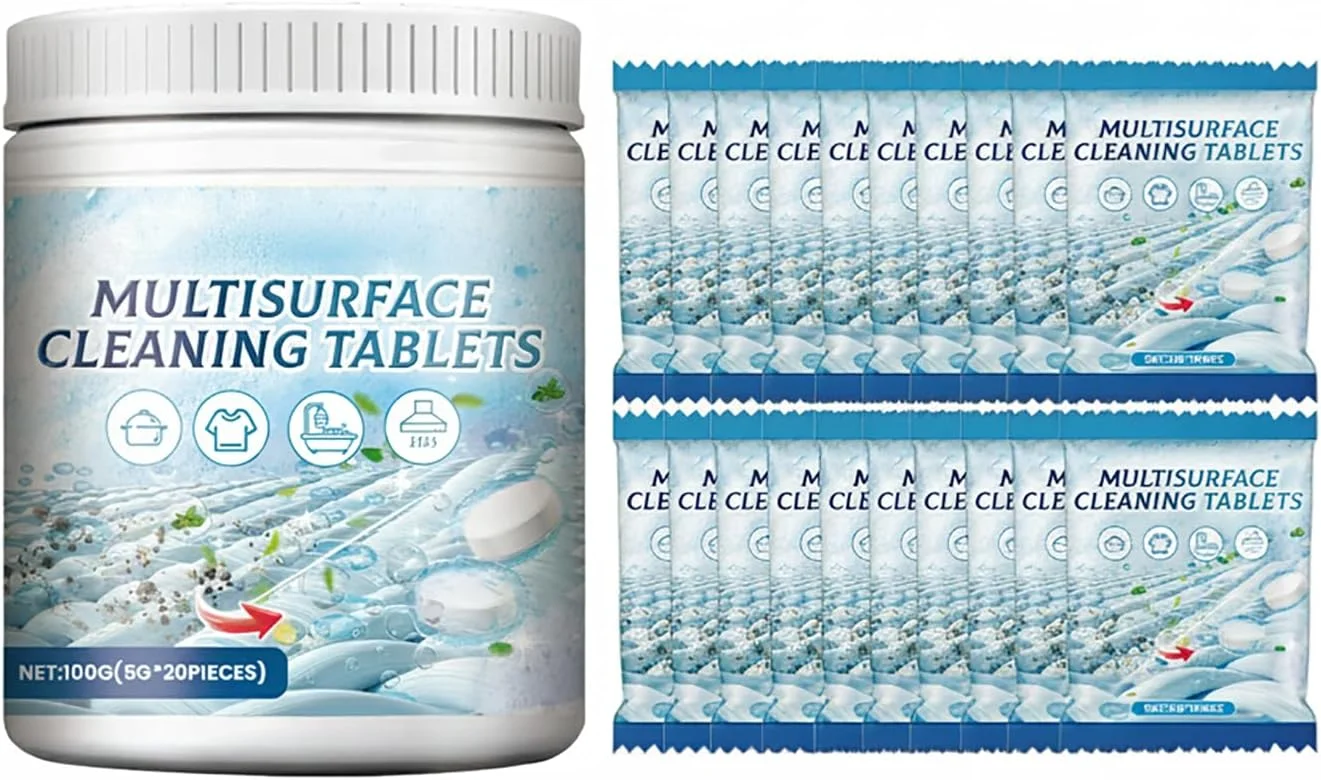 قرص های تمیز کننده چند منظوره سطوح KASTWAVE، قرص های تمیز کننده همه کاره، قرص های تمیز کننده کف برای بطری اسپری برای حداقل زباله های پلاستیکی، برای تمیز کردن منزل و آشپزخانه (100 گرم، نعناع لیمو)