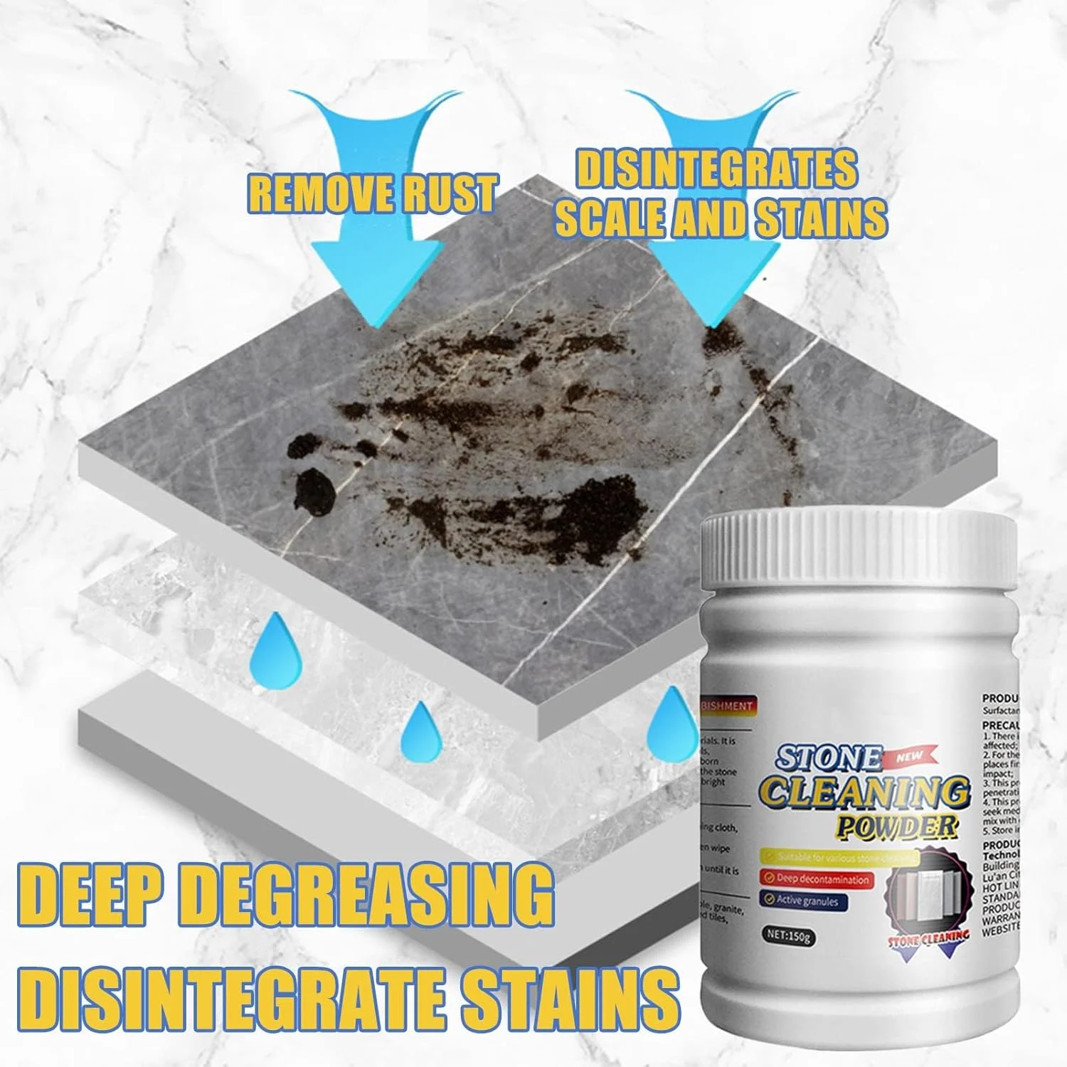 پاک کننده لکه سنگ مرمر KASTWAVE، 150 گرم، پاک کننده گرانیت، پاک کننده صفحه کوارتز، پودر تمیز کننده سنگ، محافظ و درزگیر سنگ، پاک کننده لکه سطح برای سنگ، گرانیت، مرمر، قبرها پاک کننده لکه سنگ مرمر KASTWAVE، 150 گرم، پاک کننده گرانیت، پاک کننده صفحه کوارتز، پودر تمیز کننده سنگ، محافظ و درزگیر سنگ، پاک کننده لکه سطح برای سنگ، گرانیت، مرمر، قبرها