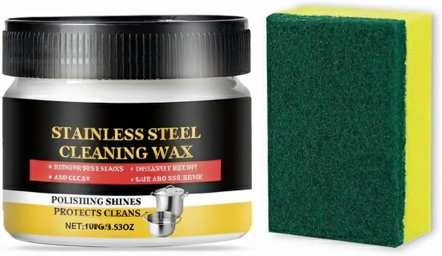 پولیش و تمیز کننده استیل ضد زنگ KASTWAVE، بسته 2 عددی تمیز کننده و پولیش استیل ضد زنگ به همراه حوله پرداخت میکروفایبر، از بین برنده اثر انگشت، چربی، لکه های آب و باقیمانده، درخشش بدون رگه برای لوازم خانگی