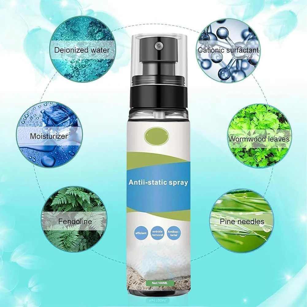 اسپری ضد الکتریسیته ساکن KASTWAVE، اسپری از بین برنده 100 میلی لیتری، اسپری ضد الکتریسیته ساکن قابل حمل و بدون اثر برای لباس، پیراهن و الیاف اسپری ضد الکتریسیته ساکن KASTWAVE، اسپری از بین برنده 100 میلی لیتری، اسپری ضد الکتریسیته ساکن قابل حمل و بدون اثر برای لباس، پیراهن و الیاف