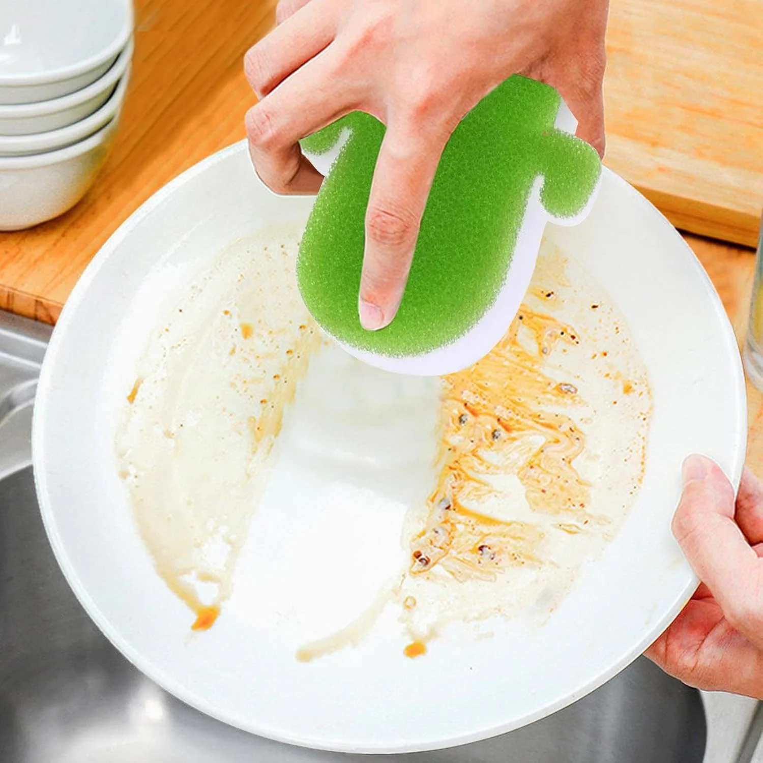 اسفنج آشپزخانه | اسفنج های ظرفشویی برای شستن ظروف، طراحی کاکتوس چند منظوره قابل استفاده مجدد پدهای ضخیم دو طرفه برای سینک، تابه، قابلمه، اجاق گاز، فر