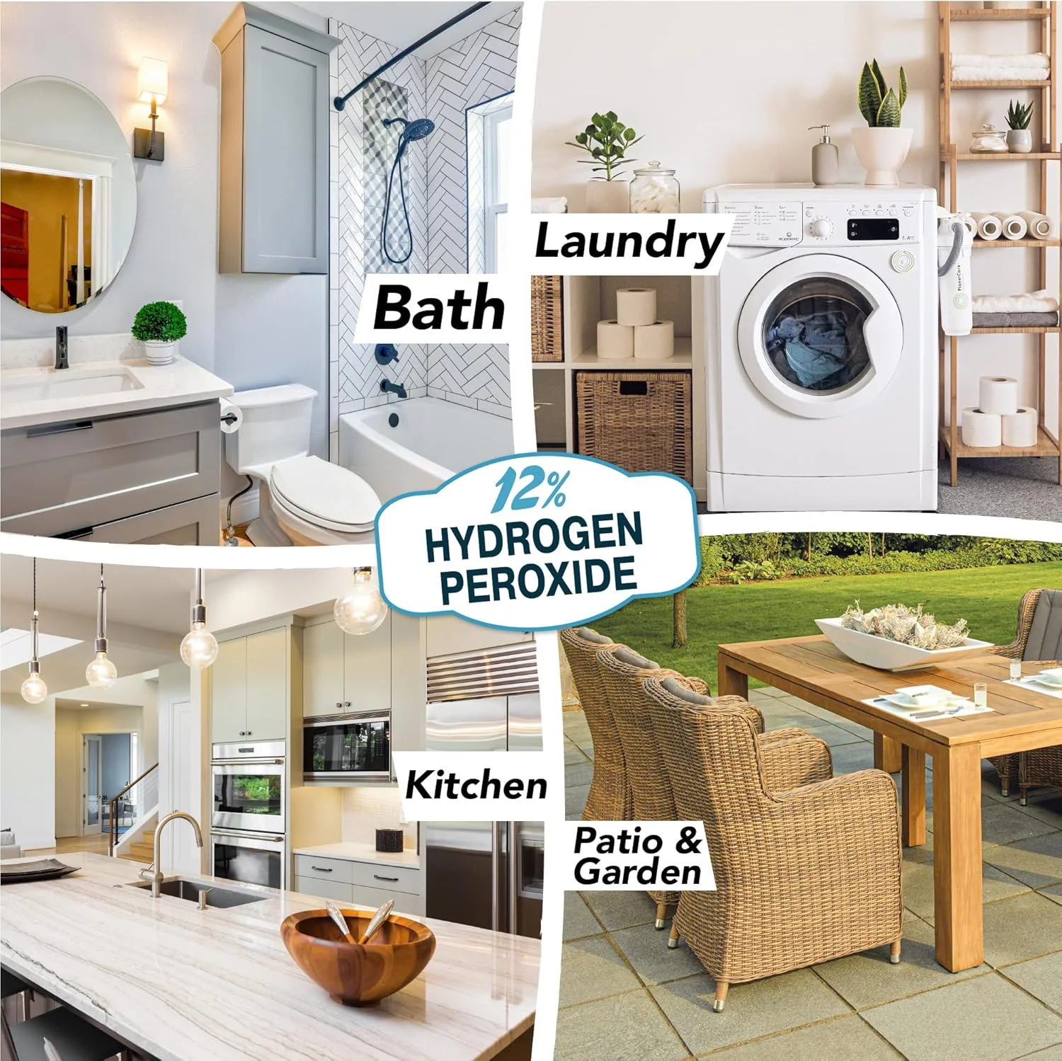 محلول پراکسید هیدروژن 12% MAXTITE - گالن، محلول تمیز کننده طبیعی و سازگار با محیط زیست برای آشپزخانه، حمام، لباسشویی و خانه - بطری HDPE با درب ایمن کودک، ساخت ایالات متحده آمریکا