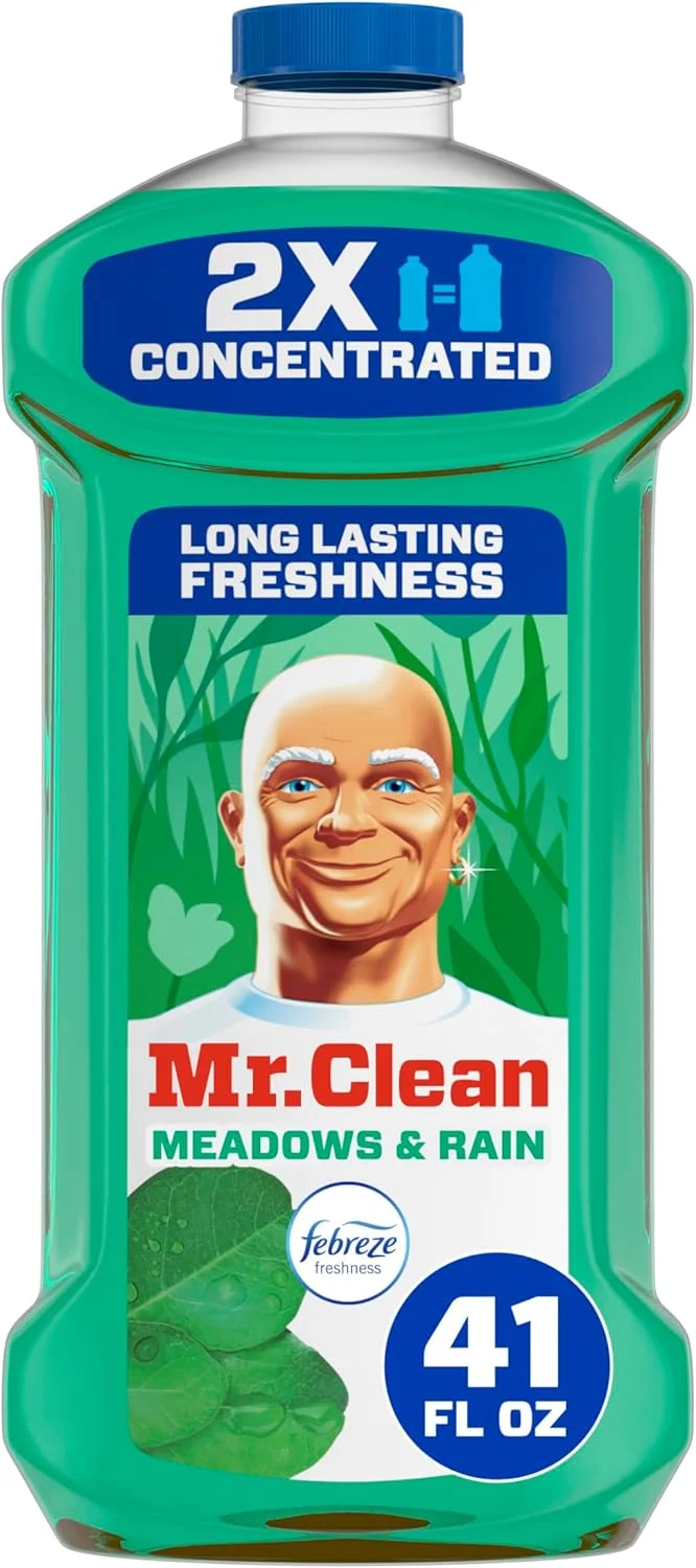 مایع تمیز کننده چند منظوره غلیظ شده 2 برابر Mr. Clean با رایحه Febreze Meadows & Rain، تمیز کننده همه منظوره، 1211 میلی لیتر
