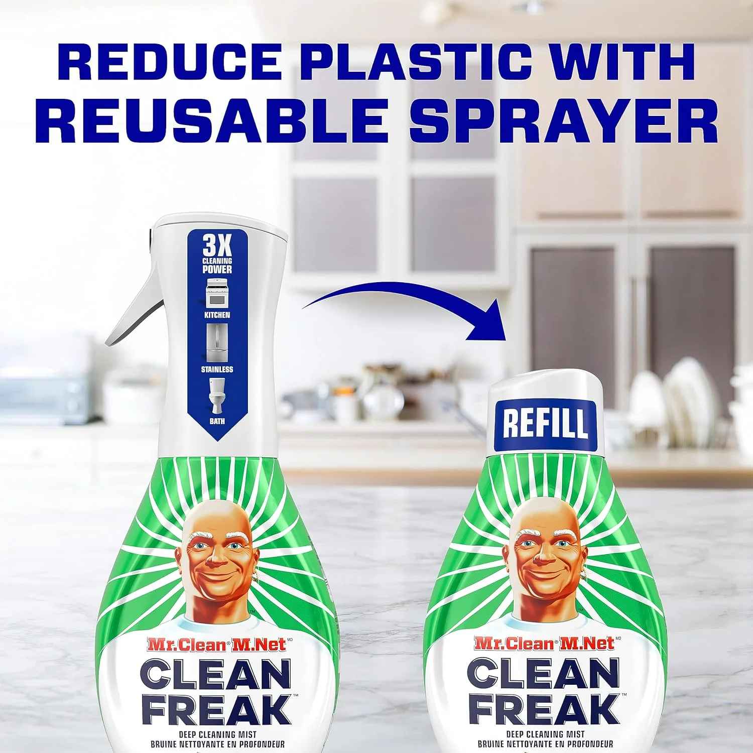 مستر کلین فریک، مه پاک کننده عمیق با رایحه اورجینال گین، 1-شروع کننده، 1-پر کننده مجدد، هر دو 470 میلی لیتر
