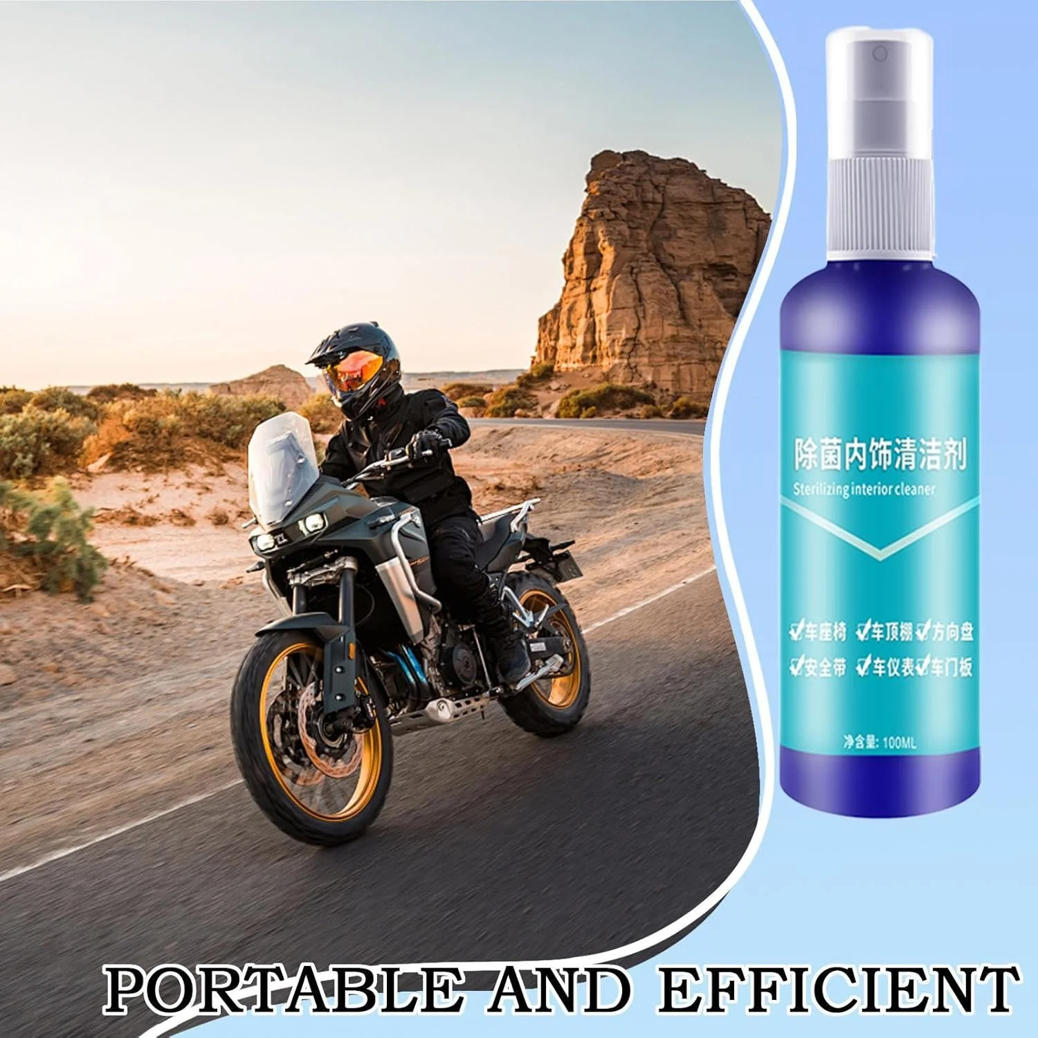 اسپری تمیز کننده کلاه موتور سیکلت، اسپری مراقبت از تجهیزات دوچرخه سواری، 100 میلی لیتر تمیز کننده و خوشبو کننده کلاه برای ماجراجویی، اسنوموبیل، دوچرخه برقی، اسکوتر