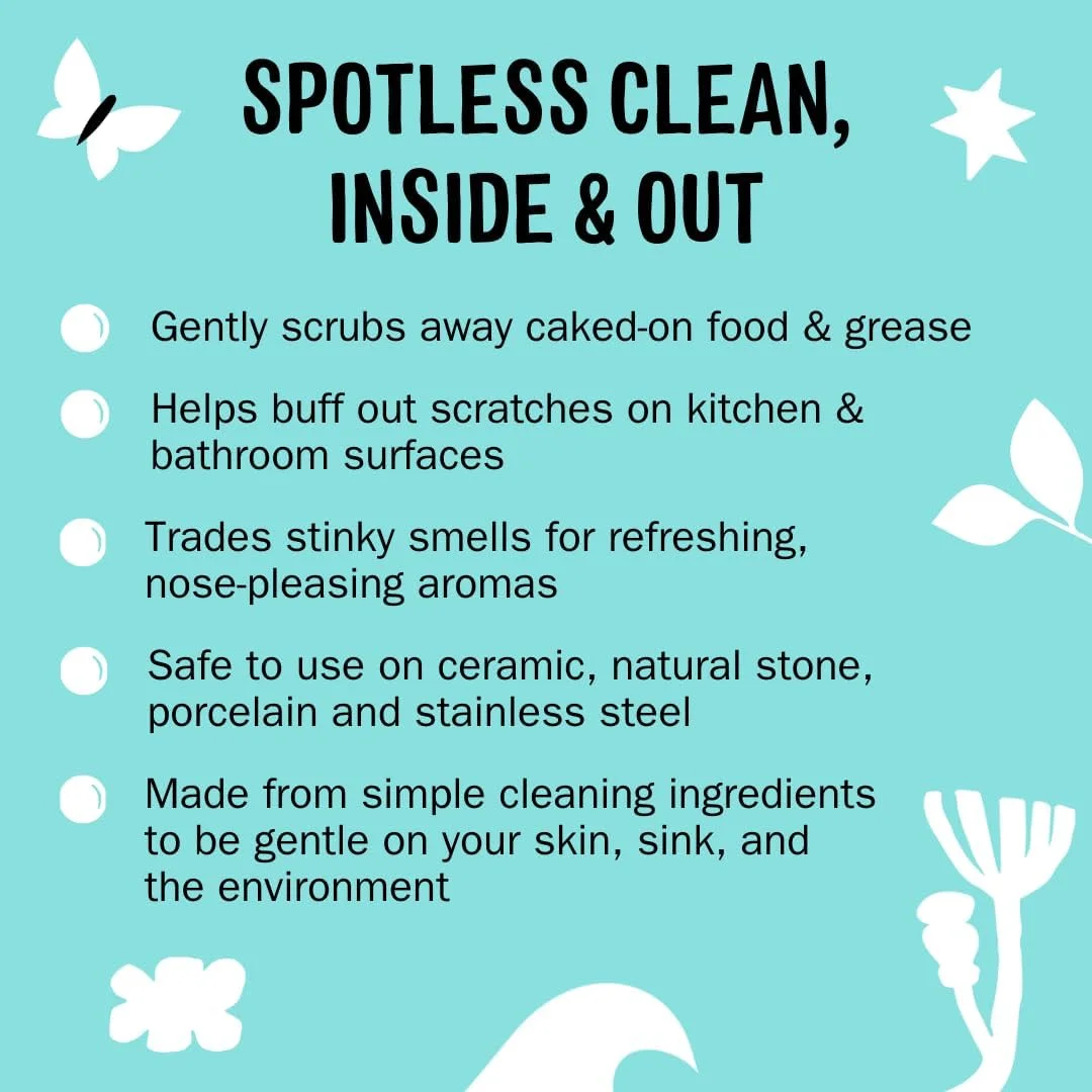 اسکراب سینک و چند منظوره مالی سادز | به آرامی لکه ها را از بین می برد، چربی و جرم را پاک می کند، خراش ها را از بین می برد | بر پایه گیاهان و مواد معدنی | 2 بسته، رایحه ساحل