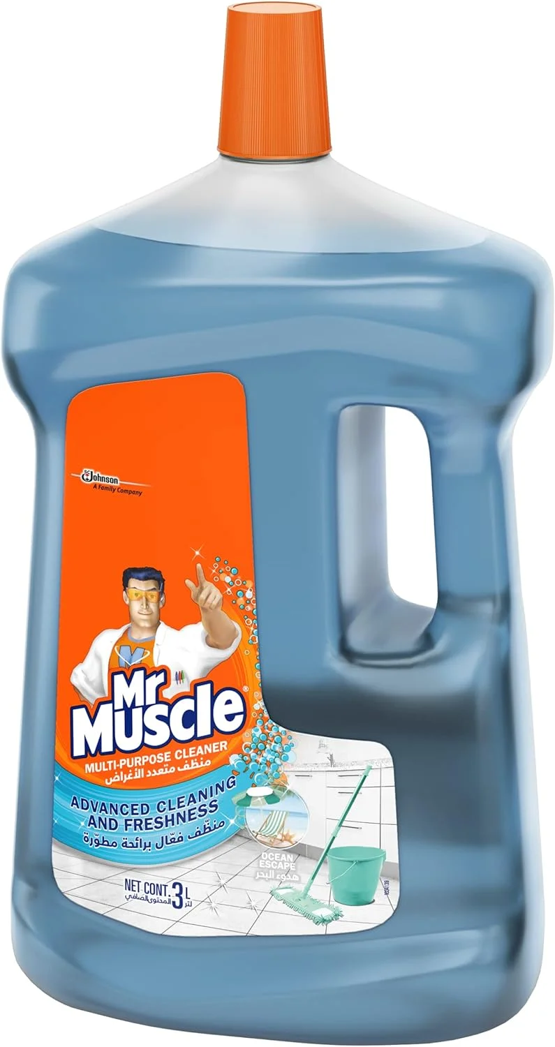 مایع پاک کننده چند منظوره کف آقای عضله با رایحه اقیانوس، برای تمیزی پیشرفته و طراوت، 3 لیتر