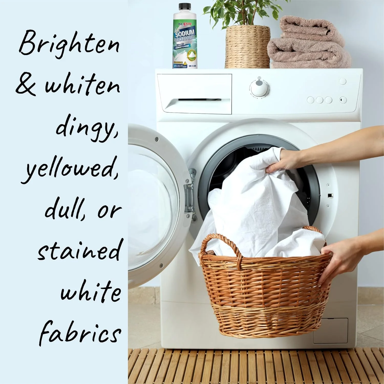 MAXTITE سدیم پرکربنات (900 گرم) - 100% خالص - هیدروژن پراکسید جامد/سفید کننده اکسیژنه - پاک کننده چند منظوره برای خانه و لباس - ظرف HDPE با درب مقاوم در برابر باز شدن توسط کودک